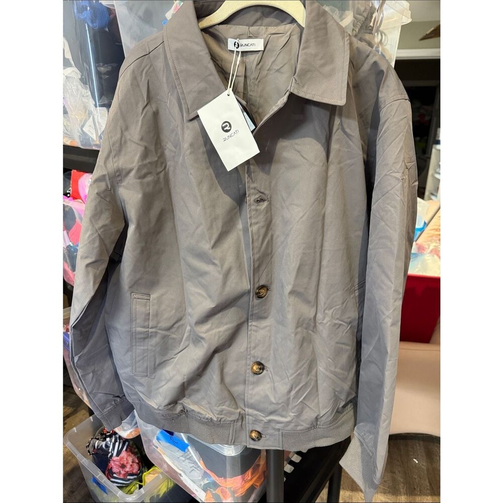 NWT Lightweight Jacket Button Down With Pockets Color Dark Grey SZ XL